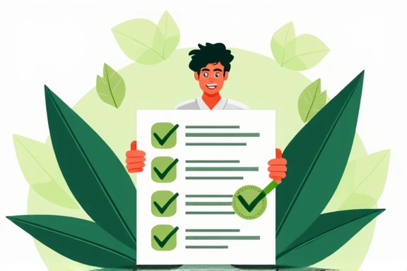 Illustration of a person reading a document with a green checkmark indicating agreement